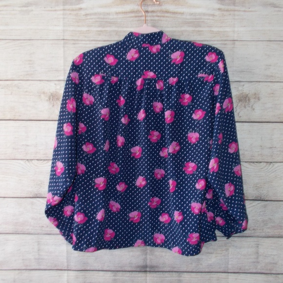 Vintgae Floral/Polka Dot Popover Blouse Size 10 - Picture 4 of 6